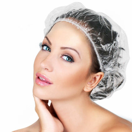 10 Disposable Plastic Shower Caps - Prismax Cosmetics